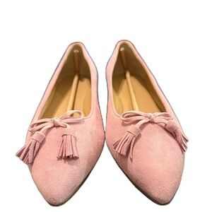 Talbots Pink Leather Upper Suede Pink ballet Flat Slip on. Size 9M